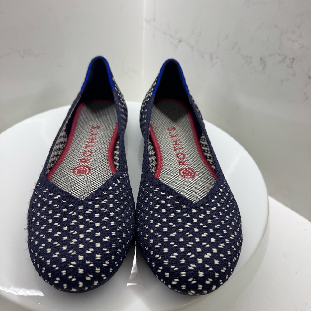 Rothy’s The Flat Maritime Blue Honeycomb Ballet Shoes Size 7